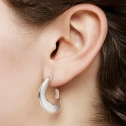 Pendientes de aro oval de plata Galia Basics