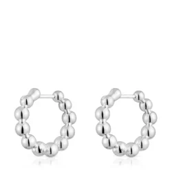 Pendientes de aro pequeños con detalles de plata 15 mm Gloss
