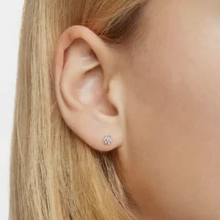Pendientes de flores botón de oro blanco y diamantes Puppies