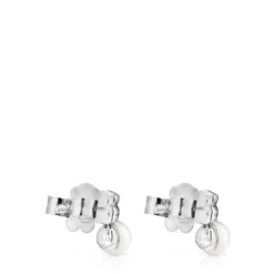 Pendientes de plata con amazonita y perla Mini Color