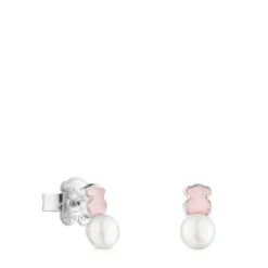 Pendientes de plata con cuarcita y perla Mini Color