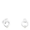 Pendientes de plata con perla motivo oso Super Power