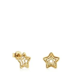 Pendientes estrella con baño de oro 18 kt sobre plata Bickie