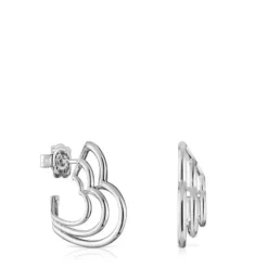 Pendientes pequeños triple corazón de plata Bickie