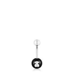 Piercing de ombligo de acero y ónix Icon Glass