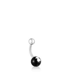 Piercing de ombligo de acero y ónix Icon Glass