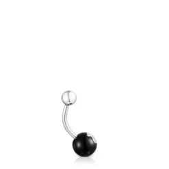 Piercing de ombligo de acero y ónix Icon Glass
