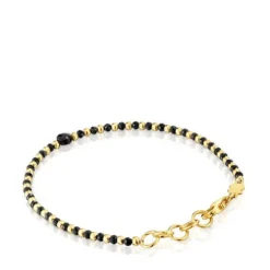 Pulsera bolas con baño de oro 18 kt sobre plata y espinela Basic Colors