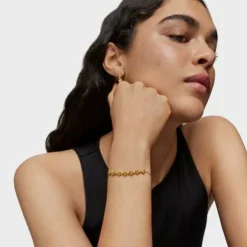 Pulsera cadena con baño de oro 18 kt sobre plata y detalle Bold Bear