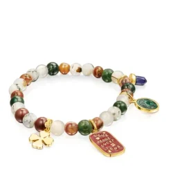 Pulsera con baño de oro 18 kt sobre plata y ágatas TOUS Good Vibes