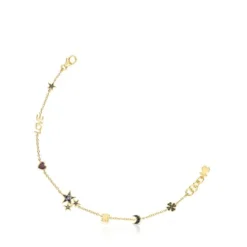 Pulsera con baño de oro 18 kt sobre plata y gemas Teddy Bear