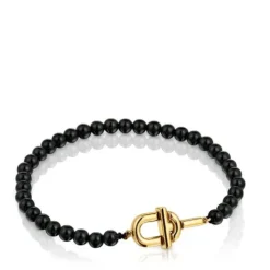 Pulsera con baño de oro 18 kt sobre plata y ónix TOUS MANIFESTO