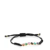 Pulsera con baño de oro 18 kt sobre plata y gemas y cordón negro Glory