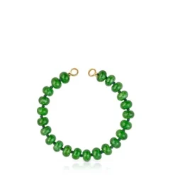 Pulsera con baño de oro 18 kt sobre plata y cuarzita verde Hold Oval