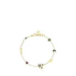 Pulsera con baño de oro 18 kt sobre plata y gemas Teddy Bear