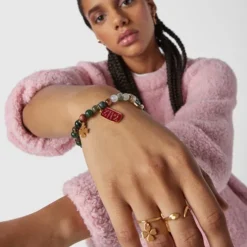 Pulsera con baño de oro 18 kt sobre plata y ágatas TOUS Good Vibes
