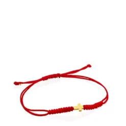 Pulsera cruz de cordón en color rojo y oro Sweet Dolls XXS