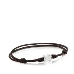 Pulsera de acero y cordón en color marrón Super Micro