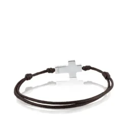 Pulsera de acero y cordón marrón TOUS Cruz
