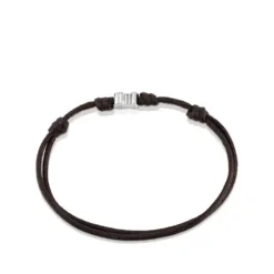 Pulsera de acero y cordón en color marrón Super Micro