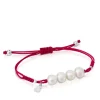 Pulsera de cordón fucsia, plata y perlas TOUS Pearls