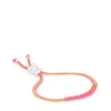 Pulsera de cordón fucsia y naranja con oso de plata Bold Bear