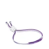 Pulsera de cordón lila y malva con oso de plata Bold Bear