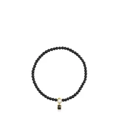 Pulsera de ónix con baño de oro 18 kt sobre plata con perla Glory