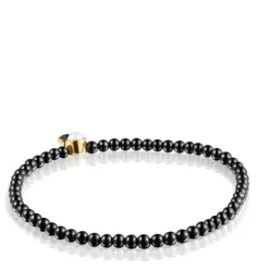 Pulsera de ónix con baño de oro 18 kt sobre plata con perla Glory