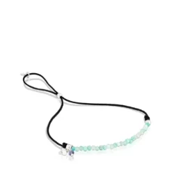 Pulsera de nylon negro con amazonitas Camille