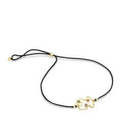 Pulsera de nylon, oso de oro y gemas Tsuri
