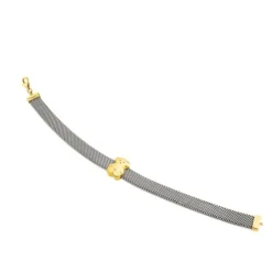 Pulsera de oro y acero 0,7cm Mesh