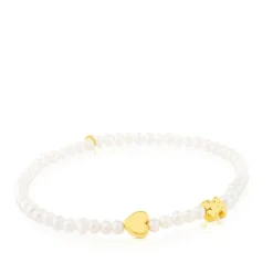 Pulsera de oro y perlas cultivadas motivos oso y corazón Sweet Dolls XXS