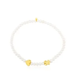 Pulsera de oro y perlas cultivadas motivos oso y corazón Sweet Dolls XXS