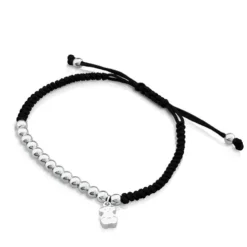 Pulsera de plata y cordón en color negro Hiper Micro