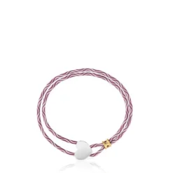 Pulsera elástica burdeos con corazón de plata Sweet Dolls