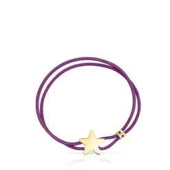 Pulsera elástica lila con estrella con baño de oro 18 kt sobre plata Sweet Dolls