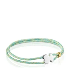 Pulsera elástica menta con oso de plata Sweet Dolls