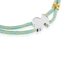 Pulsera elástica menta con oso de plata Sweet Dolls