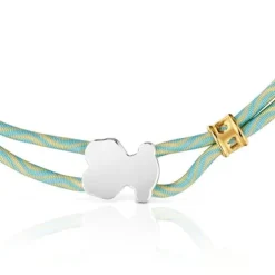 Pulsera elástica menta con oso de plata Sweet Dolls