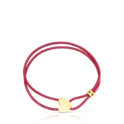 Pulsera elástica roja con corazón con baño de oro 18 kt sobre plata Sweet Dolls