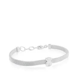Pulsera oso de plata Mesh
