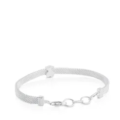 Pulsera oso de plata Mesh