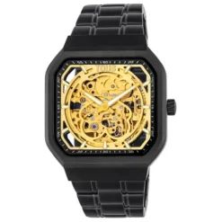 Reloj analógico automático con brazalete de acero IP negro D-Bear