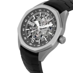 Reloj analógico automático con caja de titanio y brazalete de caucho negro TOUS Now