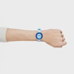 Reloj analógico celeste de acero Mini Self Time