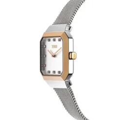 Reloj analógico con acero IPRG rosa y brazalete de acero Karat Squared