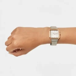 Reloj analógico con acero IPRG rosa y brazalete de acero Karat Squared