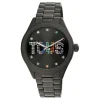 Reloj analógico con brazalete de acero IP negro y cristales T-Logo