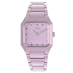 Reloj analógico con brazalete de aluminio rosa Karat Squared